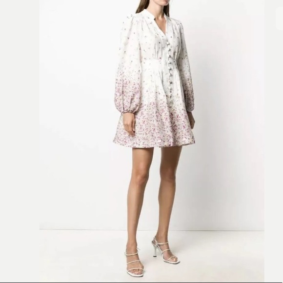 NWT Zimmermann Carnaby Floral Linen Mini Dress - Picture 2 of 9